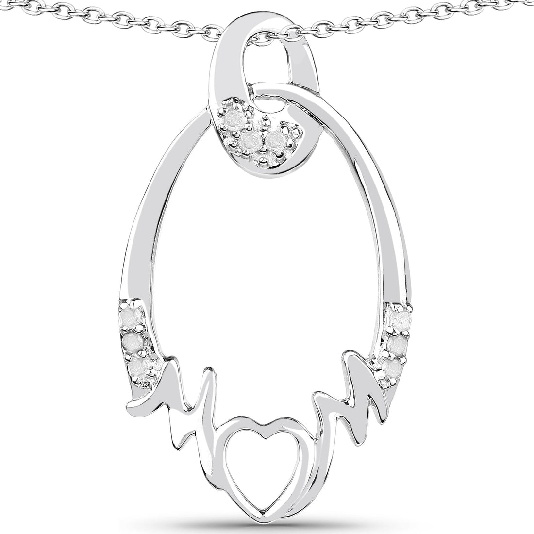 0.14 Carat Genuine White Diamond .925 Sterling Silver Pendant by Bids.com