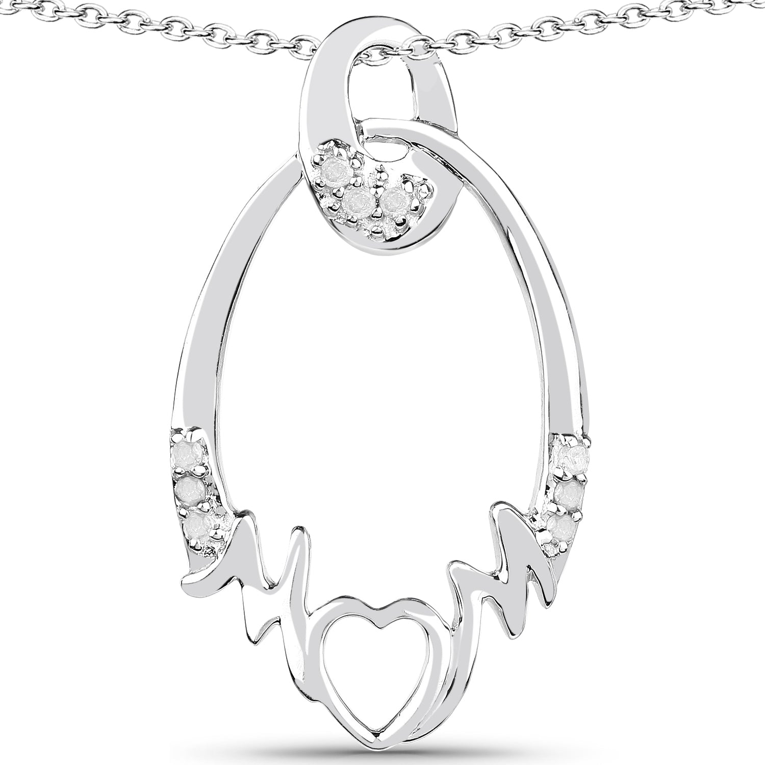 0.14 Carat Genuine White Diamond .925 Sterling Silver Pendant by Bids.com