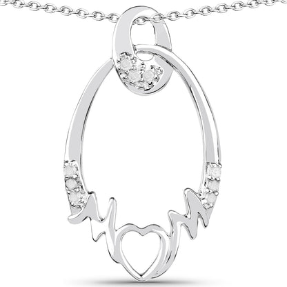 0.14 Carat Genuine White Diamond .925 Sterling Silver Pendant by Bids.com