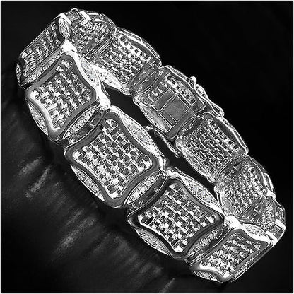14K Yellow Gold Plated 0.67 Carat Genuine White Diamond .925 Sterling Silver Bracelet by Bids.com