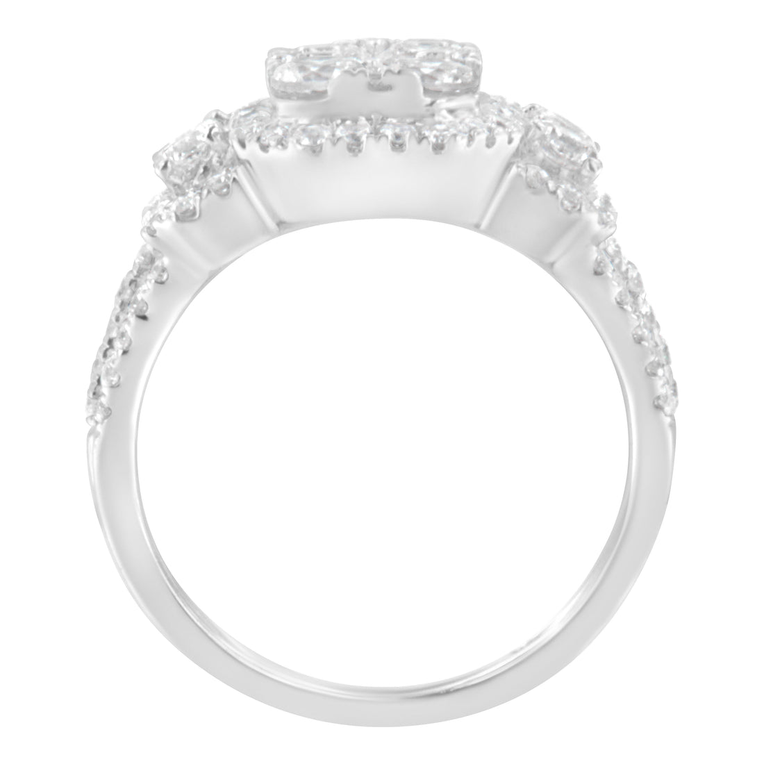 14K White Gold 2 1/4 Cttw Diamond Cocktail Cluster Ring (G-H Color, SI2-I1 Clarity) - Size 7 by Bids.com