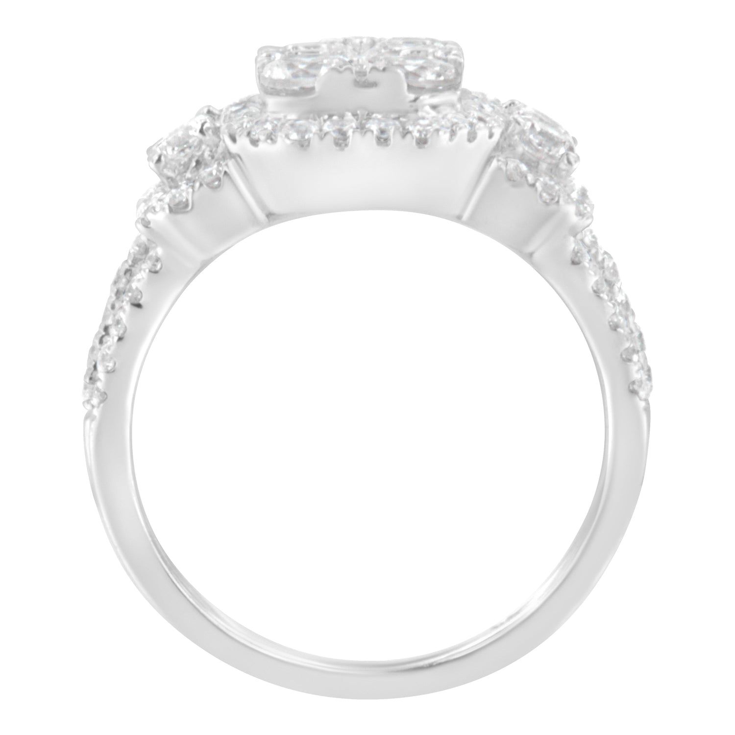 14K White Gold 2 1/4 Cttw Diamond Cocktail Cluster Ring (G-H Color, SI2-I1 Clarity) - Size 7 by Bids.com