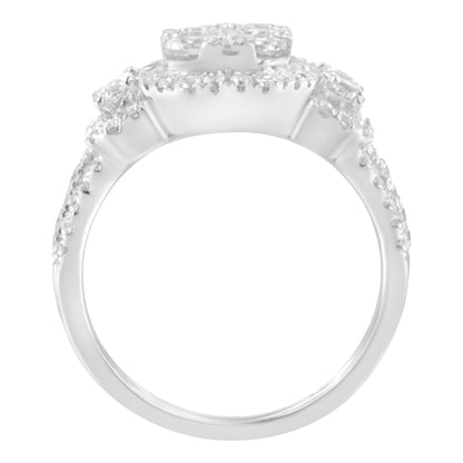 14K White Gold 2 1/4 Cttw Diamond Cocktail Cluster Ring (G-H Color, SI2-I1 Clarity) - Size 7 by Bids.com