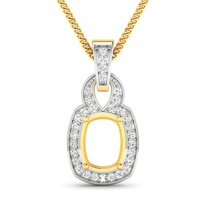 0.25 Carat Genuine White Diamond 14K Yellow Gold Semi Mount Pendant - holds 9x7mm Cushion Gemstone by Bids.com