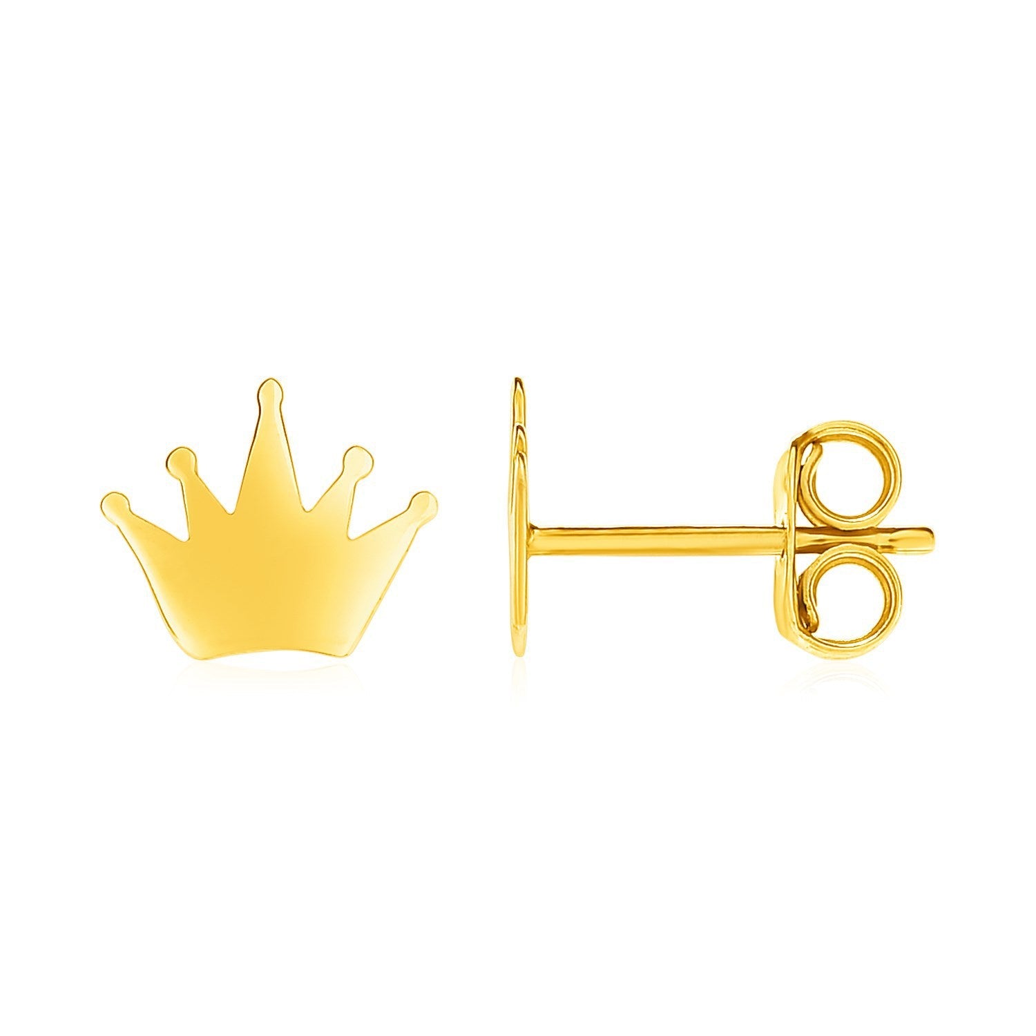 14k Yellow Gold Post Earrings with Crowns by Bids.com