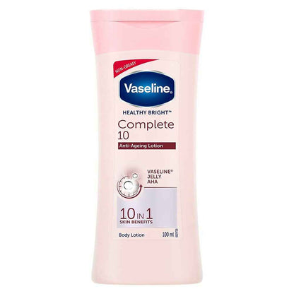 Vaseline Healthy Bright Complete 10 Anti Ageing Body Lotion, 10 in 1 Body Lotion With Vitamin B3, AHA, Pro-Retinol
