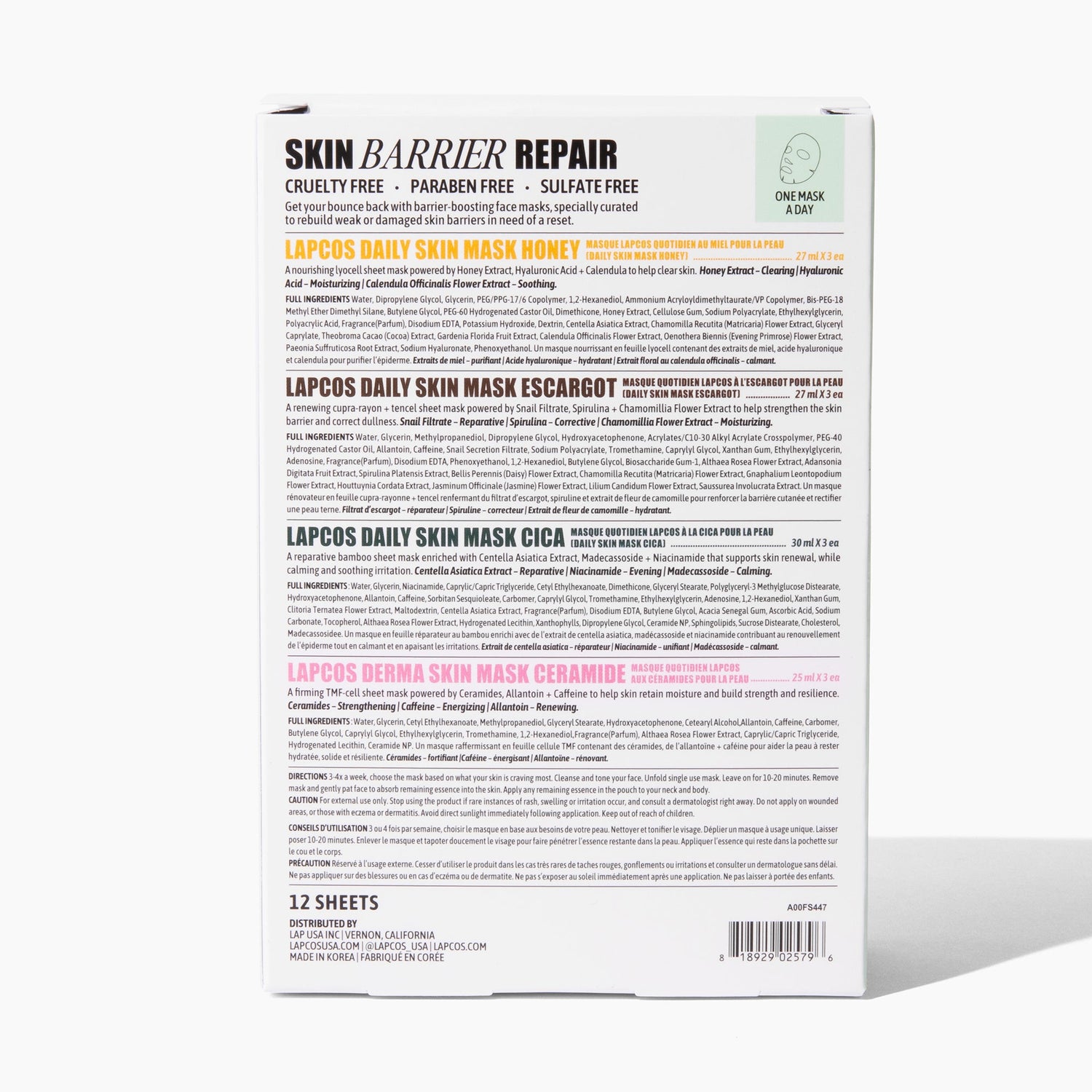 Skin Barrier Repair Variety Sheet Mask 12-Pack by LAPCOS