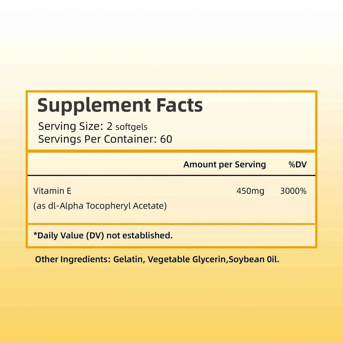 Vitamin E - Promotes Skin, Hair, Nails, Immune and Eye Health, Antioxidant - 120 Capsules