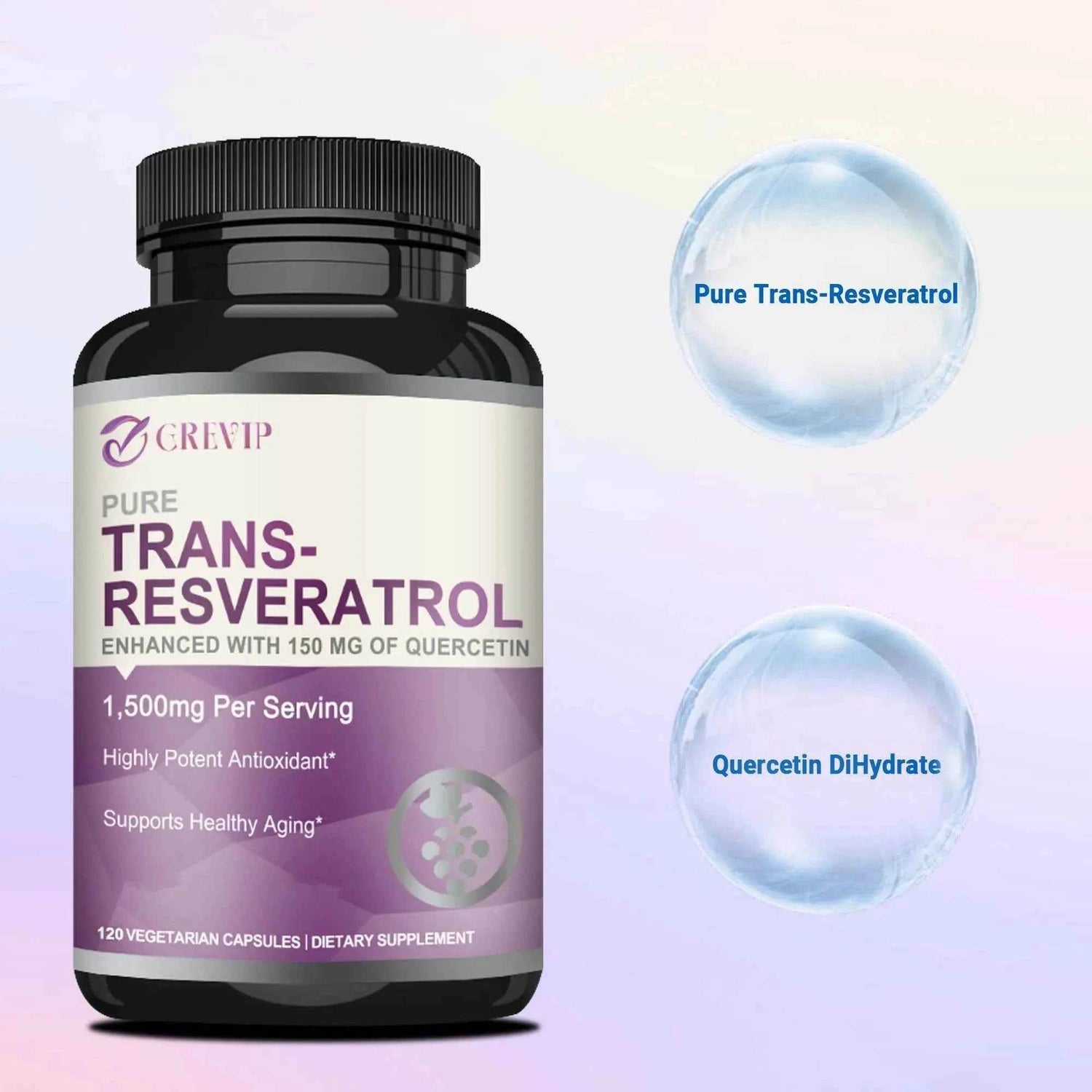 Trans-Resveratrol Supplement - Promotes Joint and Heart Health, Fights Aging, Brain Support - 120 Capsules