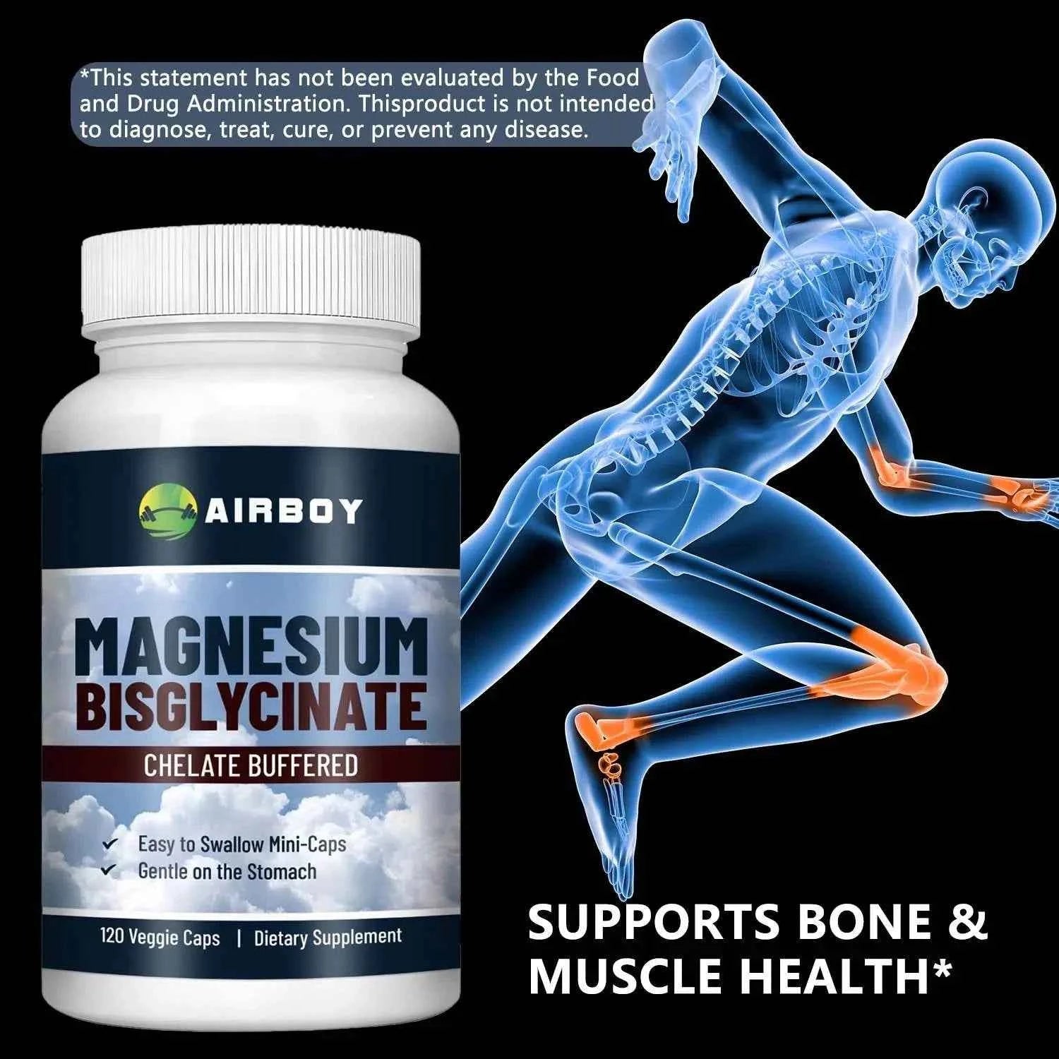 Magnesium Bisglycinate Supplement - Muscle, Nerve, Sleep, Joints, Bones Health, Immune &amp; Energy - 120 Capsules