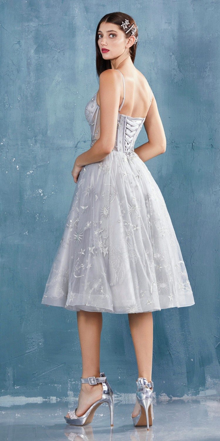 Andrea &amp; Leo A0823 Illusion Bodice Short Prom Dress with Corset Back