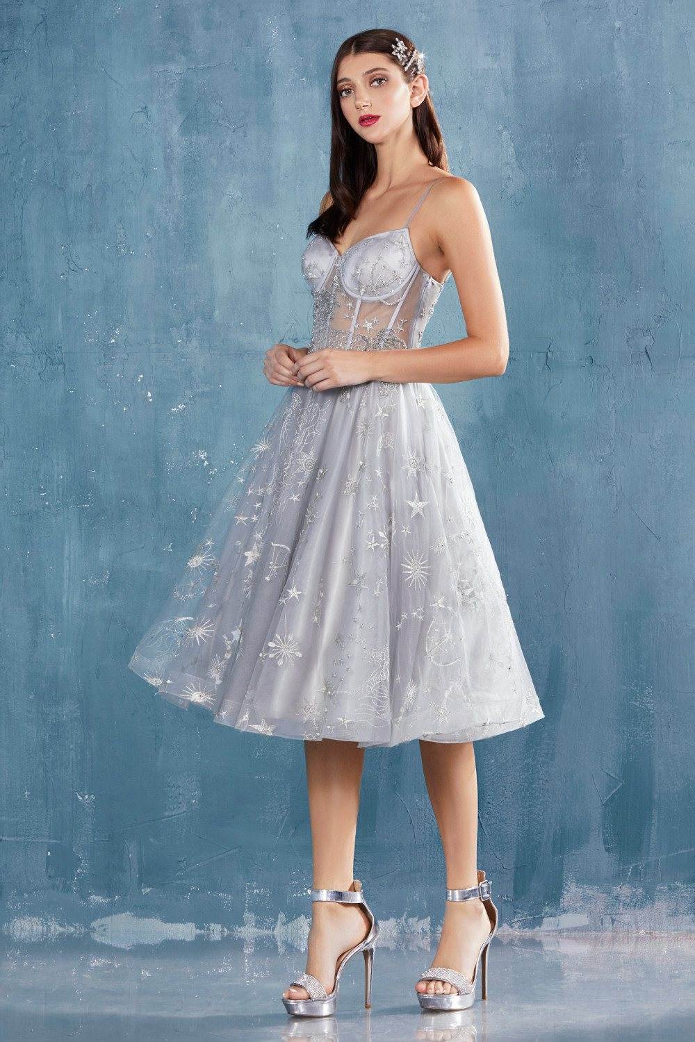 Andrea &amp; Leo A0823 Illusion Bodice Short Prom Dress with Corset Back