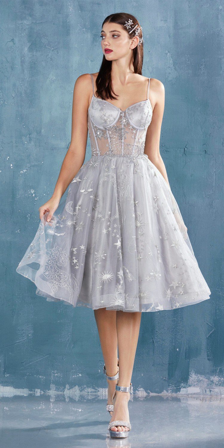 Andrea &amp; Leo A0823 Illusion Bodice Short Prom Dress with Corset Back