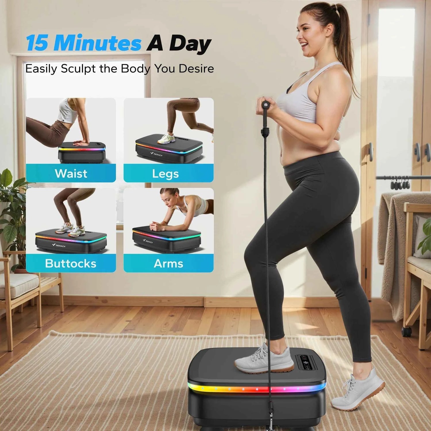 MERACH LED Vibration Plate Platform – Whole Body Workout &amp; Lymphatic Drainage Machine
