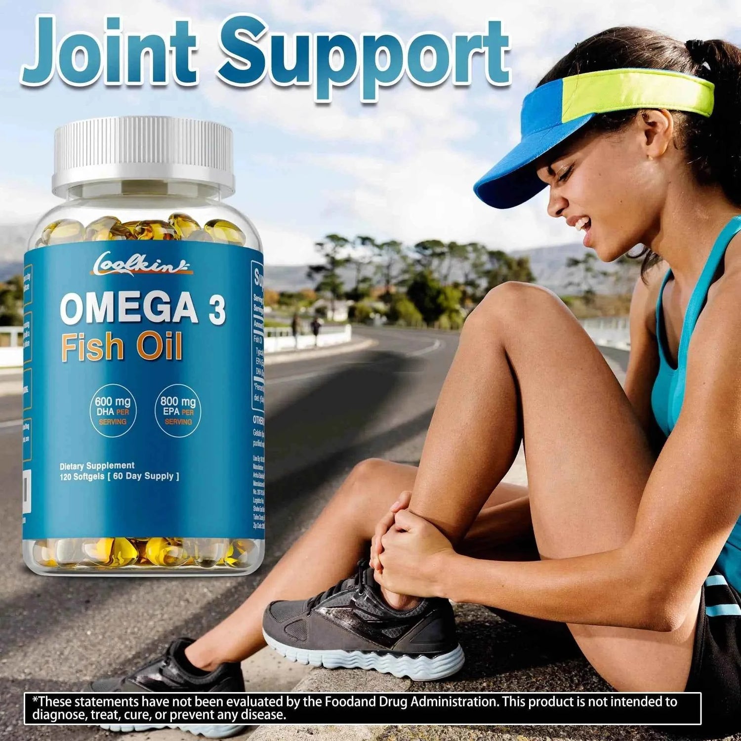 Omega 3 Fish Oil - with DHA &amp; EPA - Supports Brain, Nervous System, Cardiovascular, Skin Health, Antioxidant - 120 Capsules