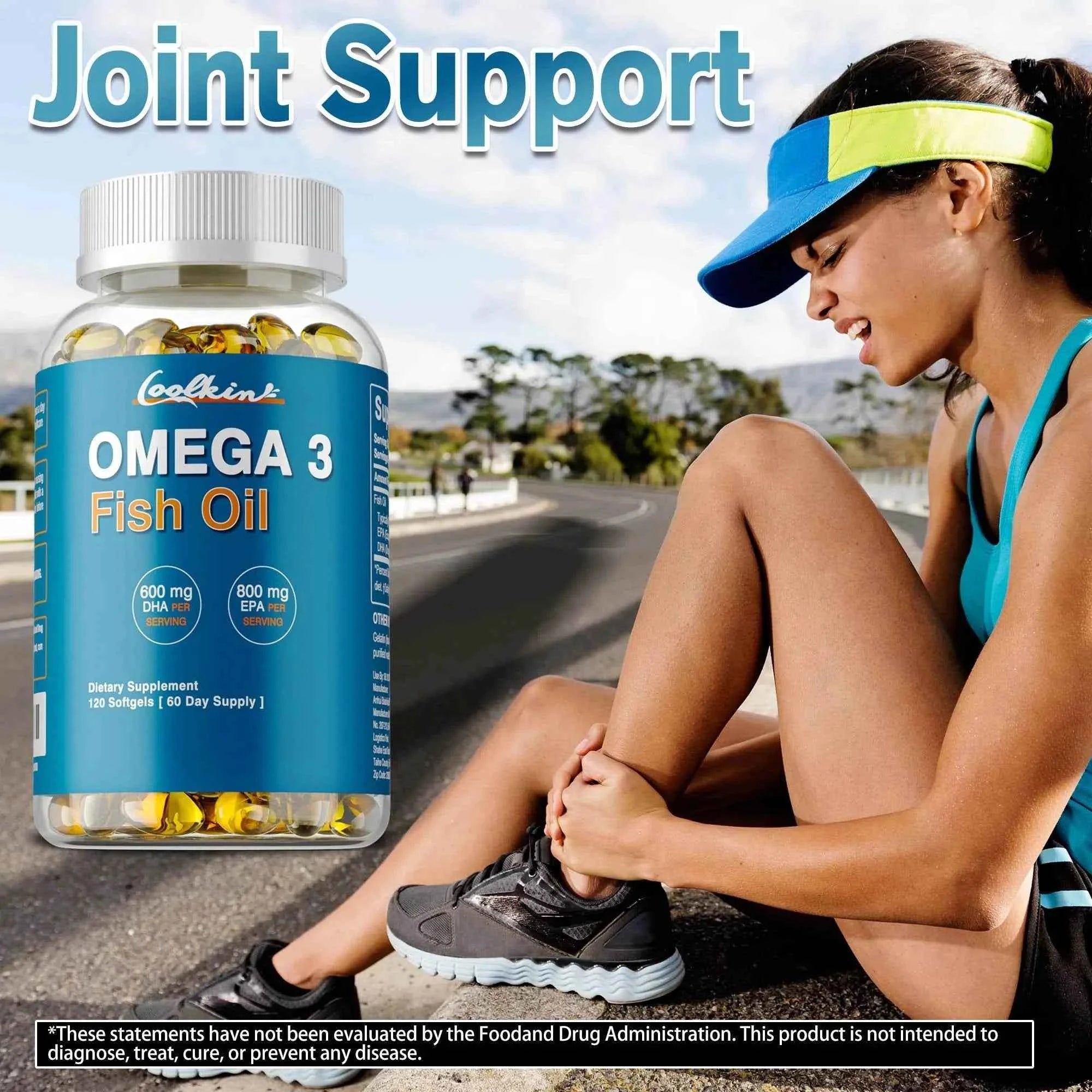 Omega 3 Fish Oil - with DHA &amp; EPA - Supports Brain, Nervous System, Cardiovascular, Skin Health, Antioxidant - 120 Capsules