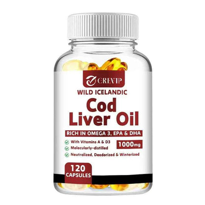 Cod Liver Oil - Heart Joint Brain &amp; Immune Support - Omega 3 EPA/DHA - 120 Capsules