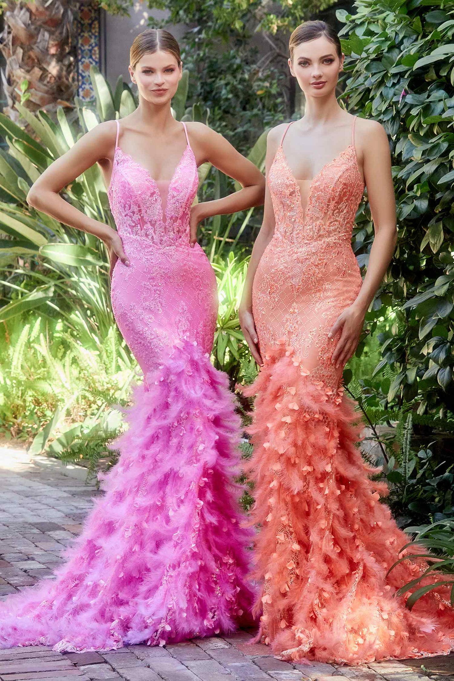 Andrea &amp; Leo A1116 Floor Length Feathered Mermaid Gown