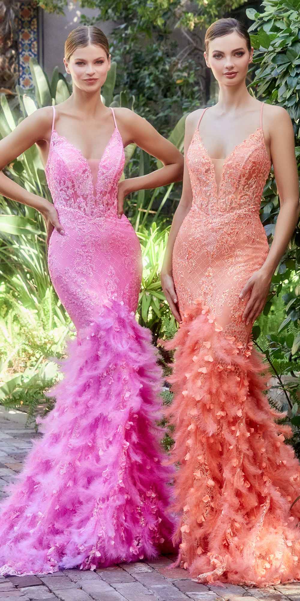 Andrea &amp; Leo A1116 Floor Length Feathered Mermaid Gown