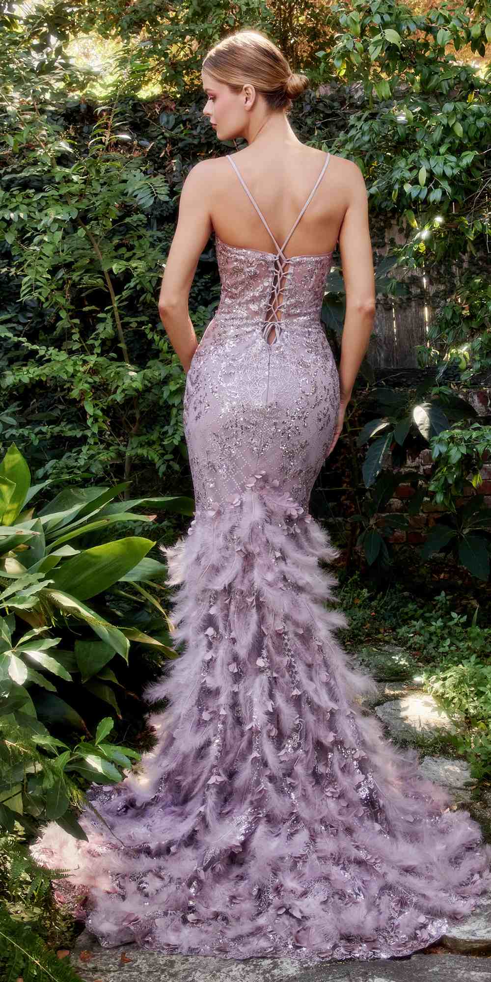 Andrea &amp; Leo A1116 Floor Length Feathered Mermaid Gown