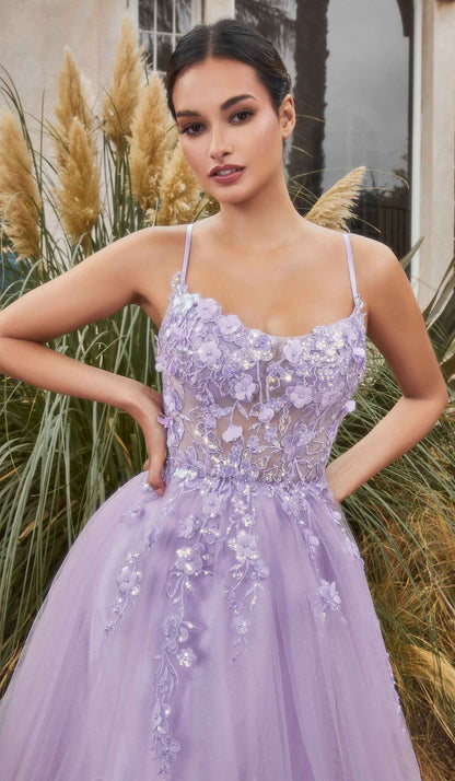 Andrea &amp; Leo A1142 Floor Length Floral Applique A-Line Tulle Gown