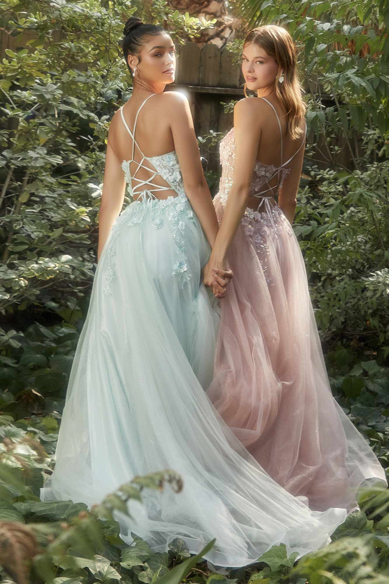 Andrea &amp; Leo A1142 Floor Length Floral Applique A-Line Tulle Gown