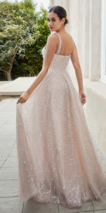Andrea &amp; Leo A1180 Long Pearleque Ball Gown with Crystal Strap