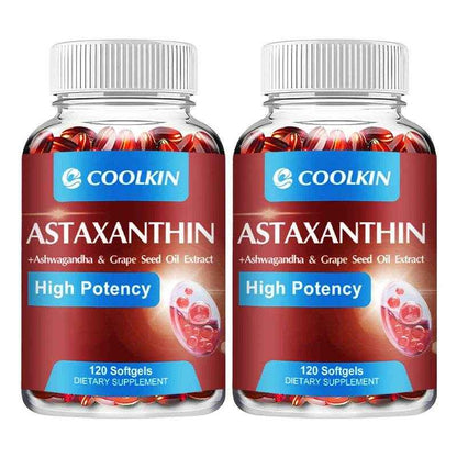 Astaxanthin 24mg - with Ashwagandha, Grape Seed Oil Extract - Supports Eye and Skin Health, Antioxidant - 120 Capsules