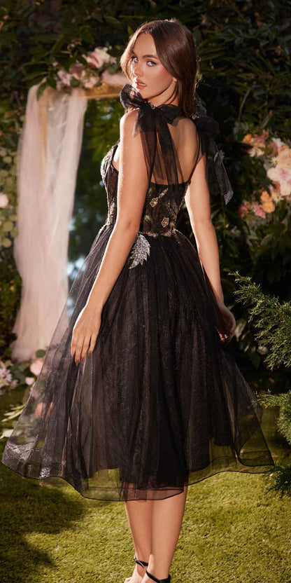 Andrea &amp; Leo A1227 Black Tea Length A-Line Tulle Dress