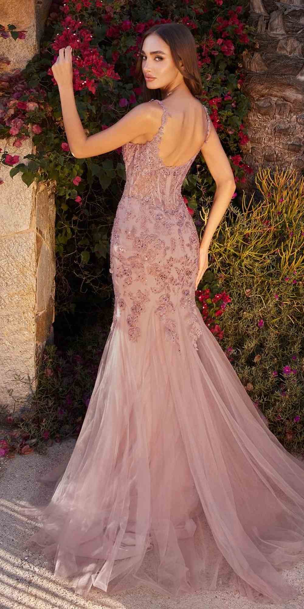 Andrea &amp; Leo A1231 Long Fitted Lace and Tulle Mermaid Gown