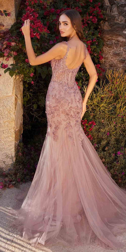 Andrea &amp; Leo A1231 Long Fitted Lace and Tulle Mermaid Gown