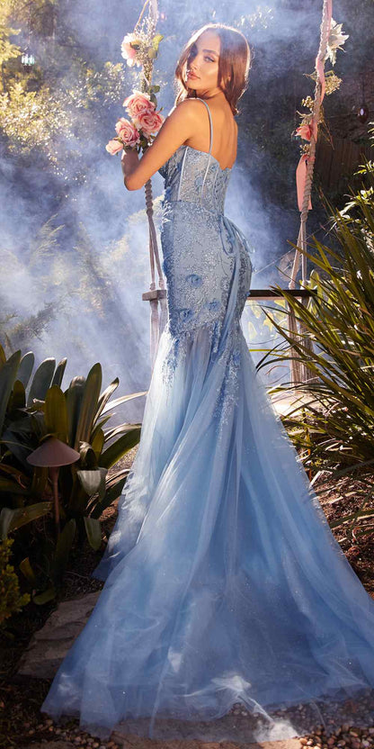 Andrea &amp; Leo A1232 Long Fit and Flare Glitter Tulle Trumpet Gown