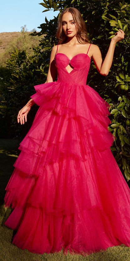 Andrea &amp; Leo A1238 Long Keyhole Bodice Tiered Ruffled Ball Gown
