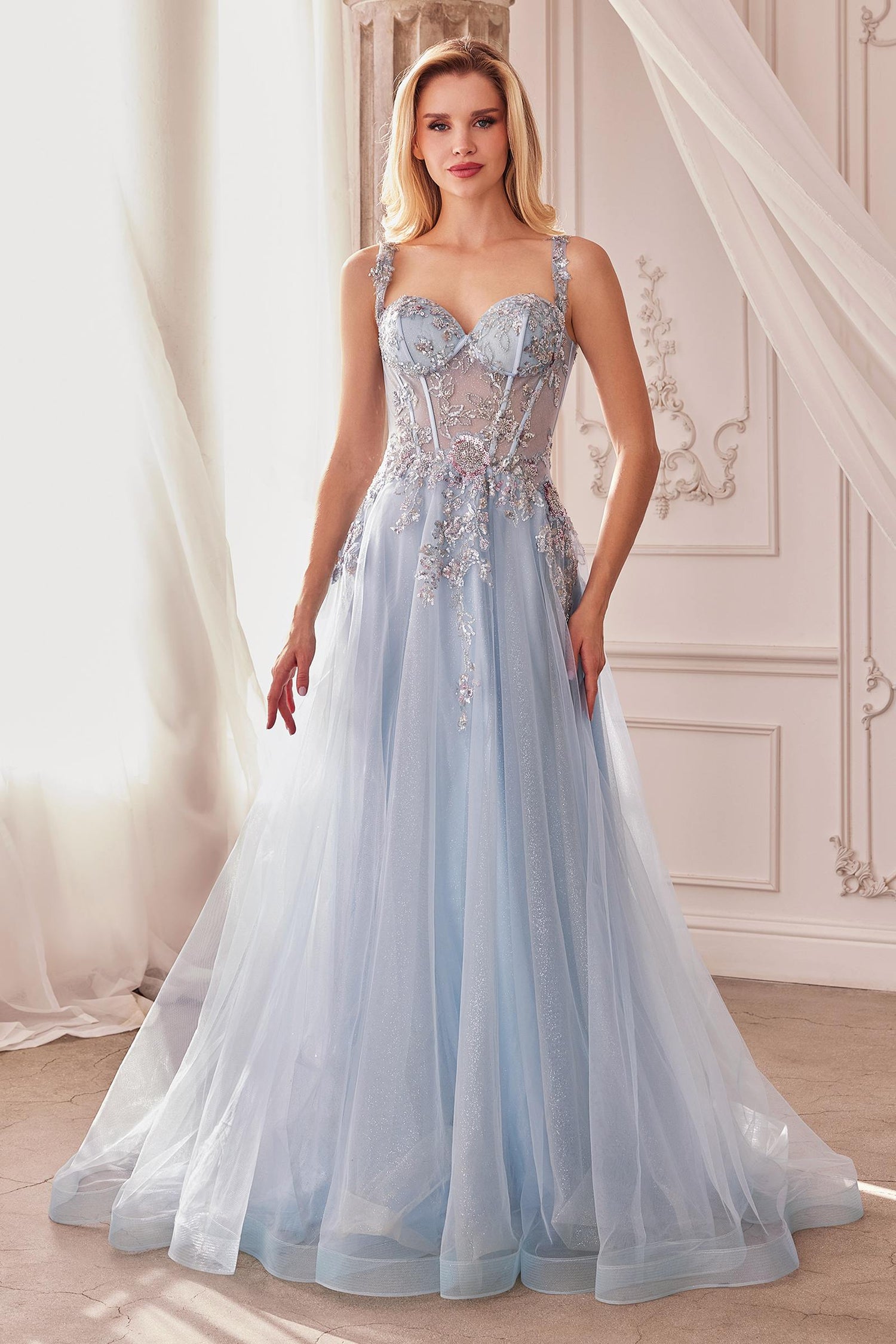 Andrea &amp; Leo A1258 Long Embellished Tulle A-Line Ball Gown