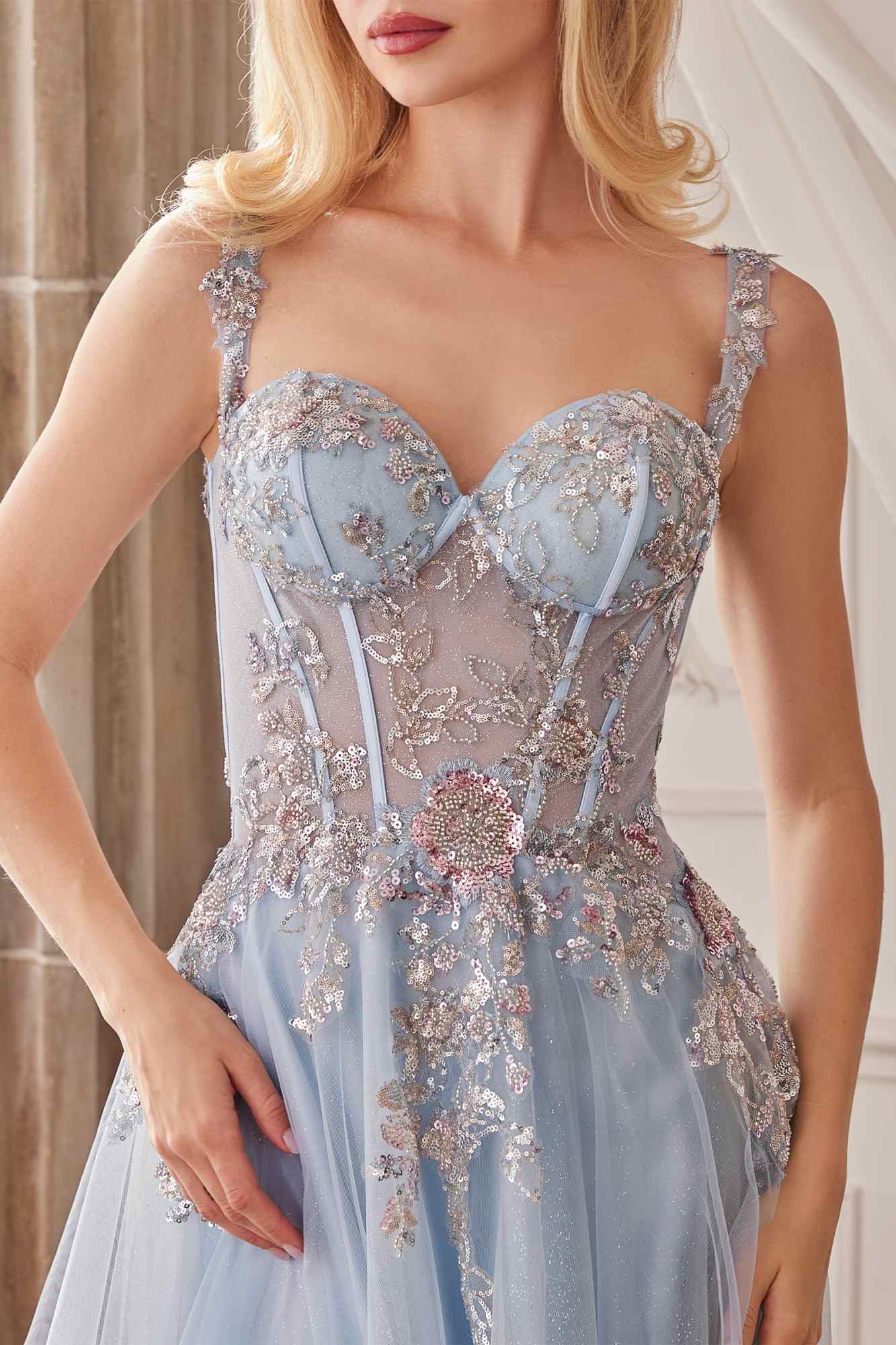Andrea &amp; Leo A1258 Long Embellished Tulle A-Line Ball Gown