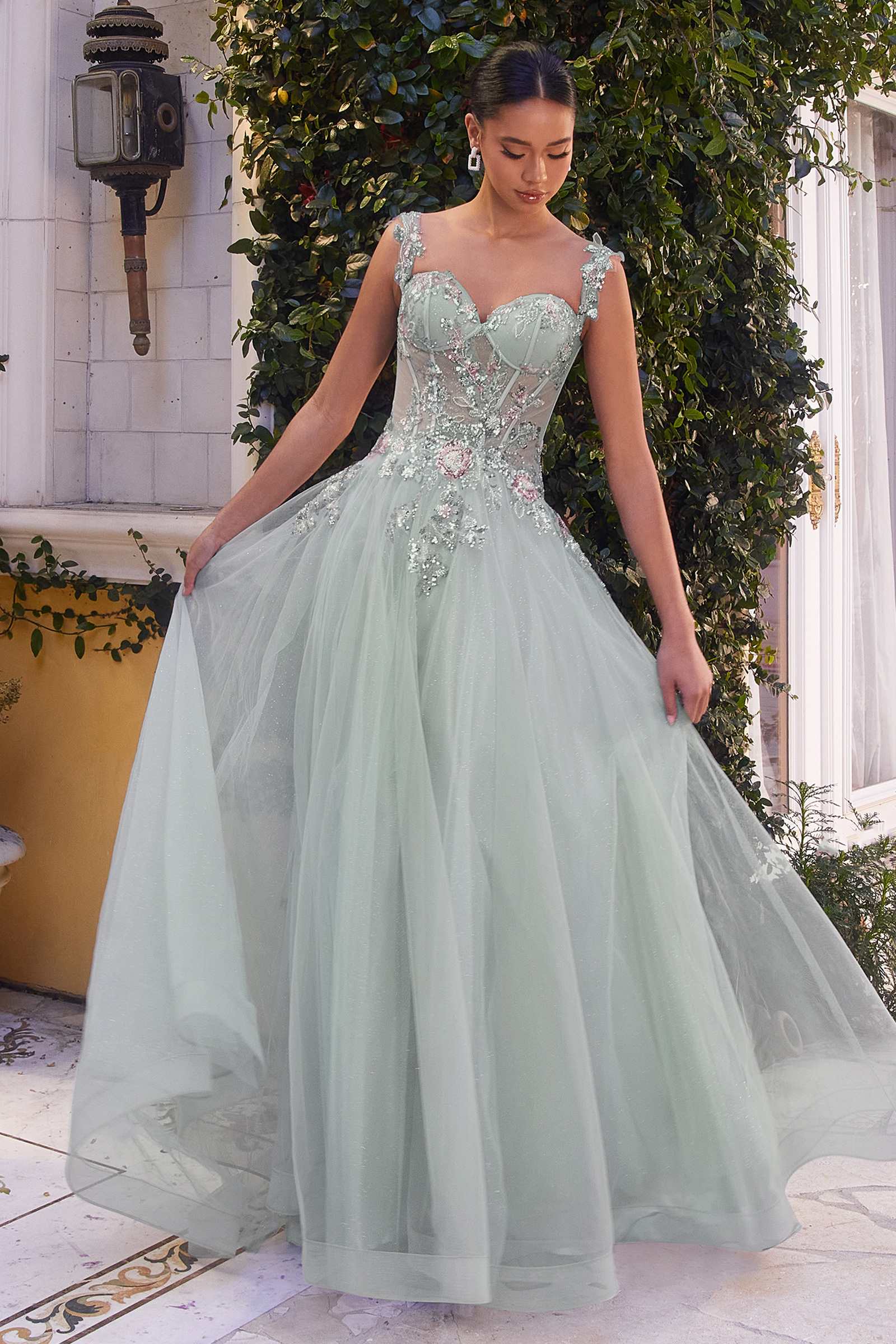 Andrea &amp; Leo A1258 Long Embellished Tulle A-Line Ball Gown