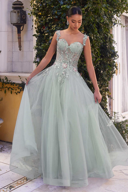 Andrea &amp; Leo A1258 Long Embellished Tulle A-Line Ball Gown