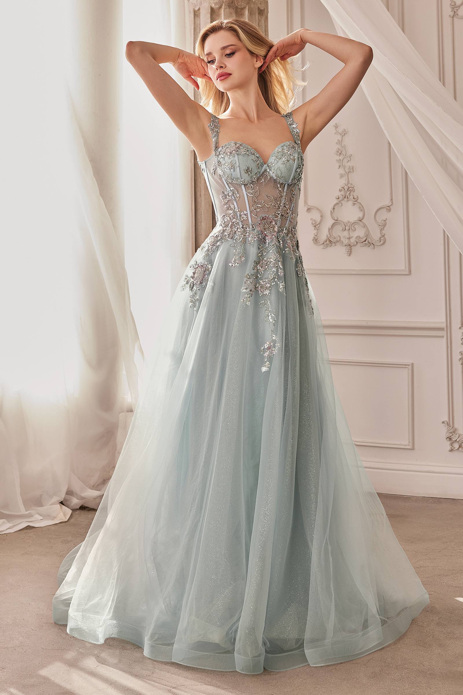 Andrea &amp; Leo A1258 Long Embellished Tulle A-Line Ball Gown