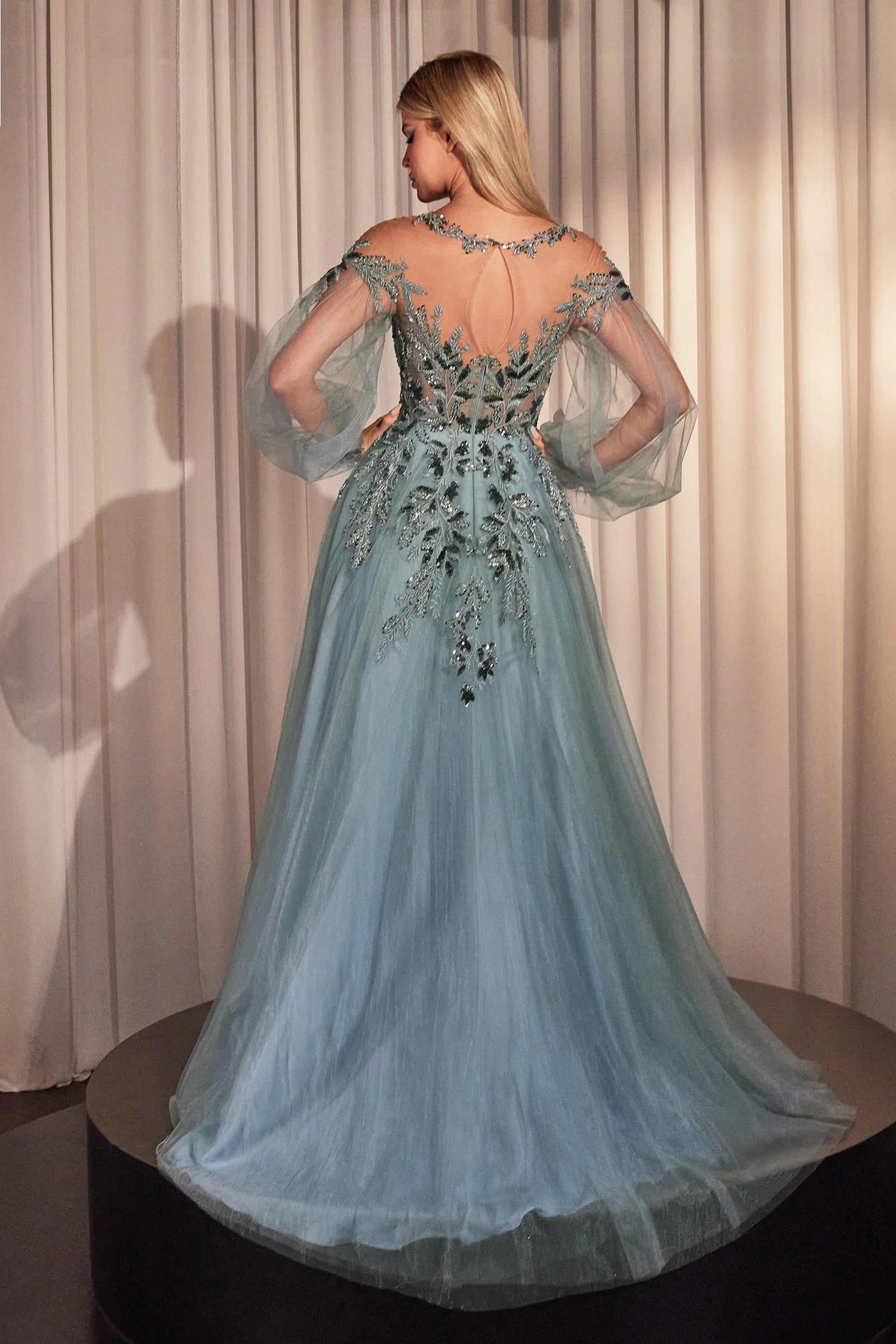 Andrea &amp; Leo A1263 Long Sleeve A-Line Tulle &amp; Lace Gown - DestGlow