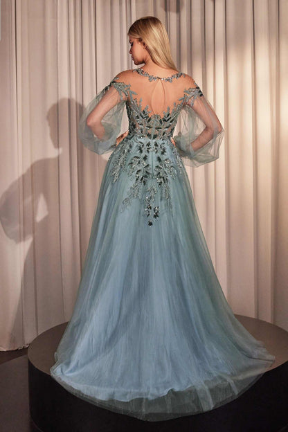 Andrea &amp; Leo A1263 Long Sleeve A-Line Tulle &amp; Lace Gown - DestGlow