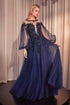 Andrea & Leo A1263 Long Sleeve A-Line Tulle & Lace Gown - DestGlow