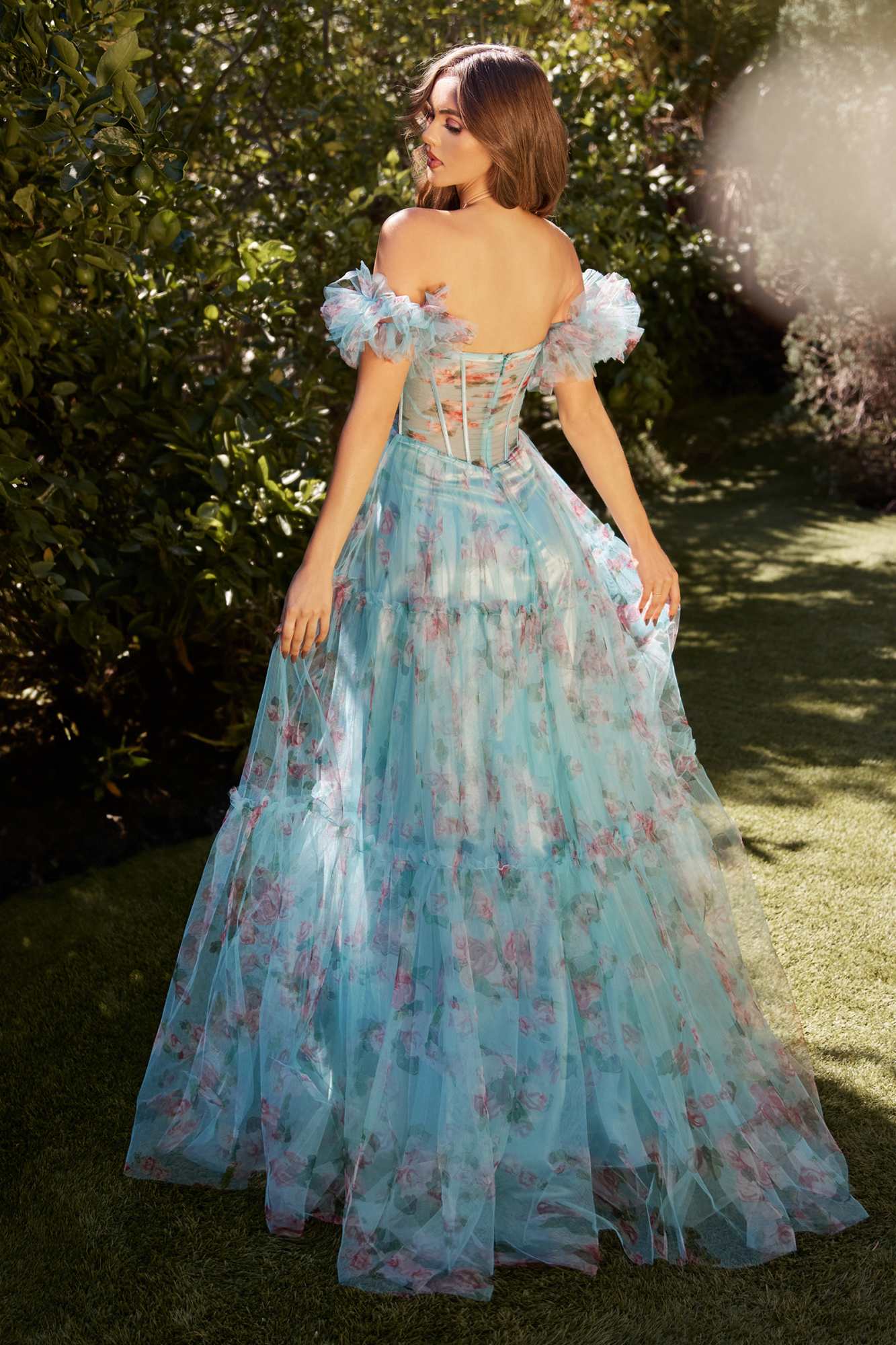Andrea &amp; Leo A1285 Long Off the Shoulder Sheer Bodice A-Line Gown