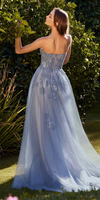 Andrea &amp; Leo A1294 Long Strapless Sweetheart Sheer Bodice A-Line Gown
