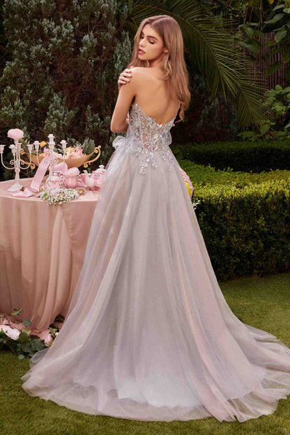 Andrea &amp; Leo A1303 Long Strapless A-Line Glitter Tulle Gown