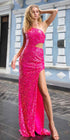 Nox Anabel A1307 Long One Shoulder Side Cut-Out Sequin Gown by DiscountDressShop