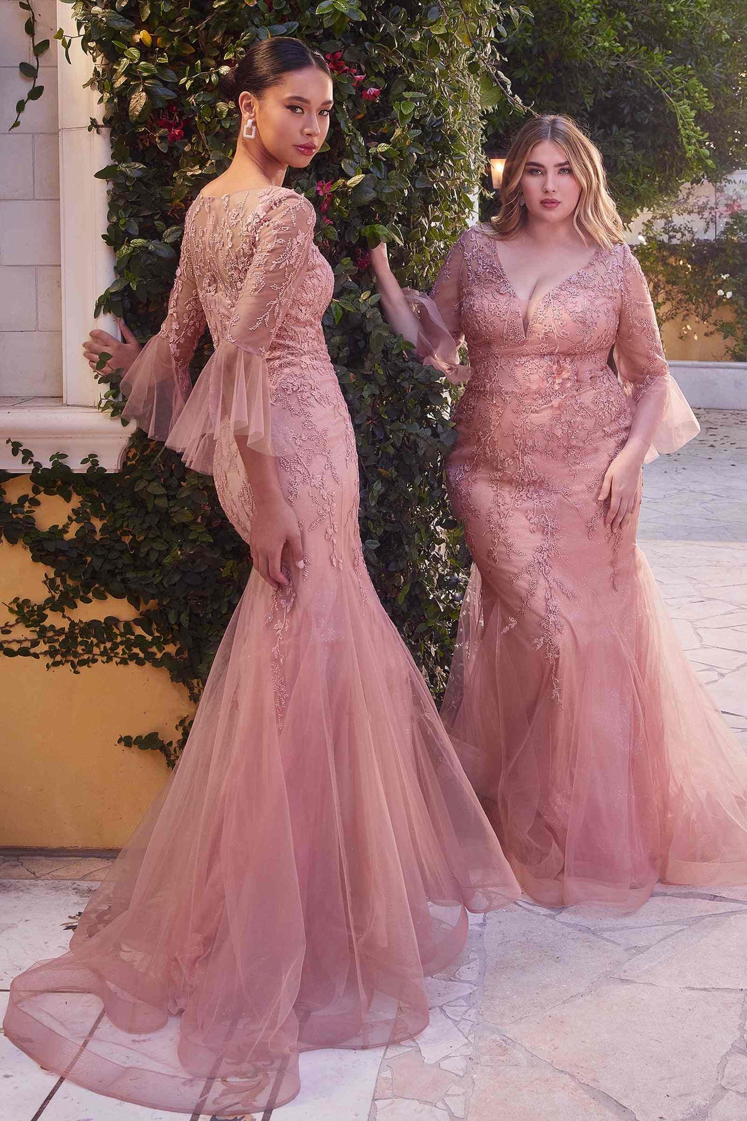 Andrea &amp; Leo A1342 Fitted Lace Mermaid Gown With Trumpet Sleeve