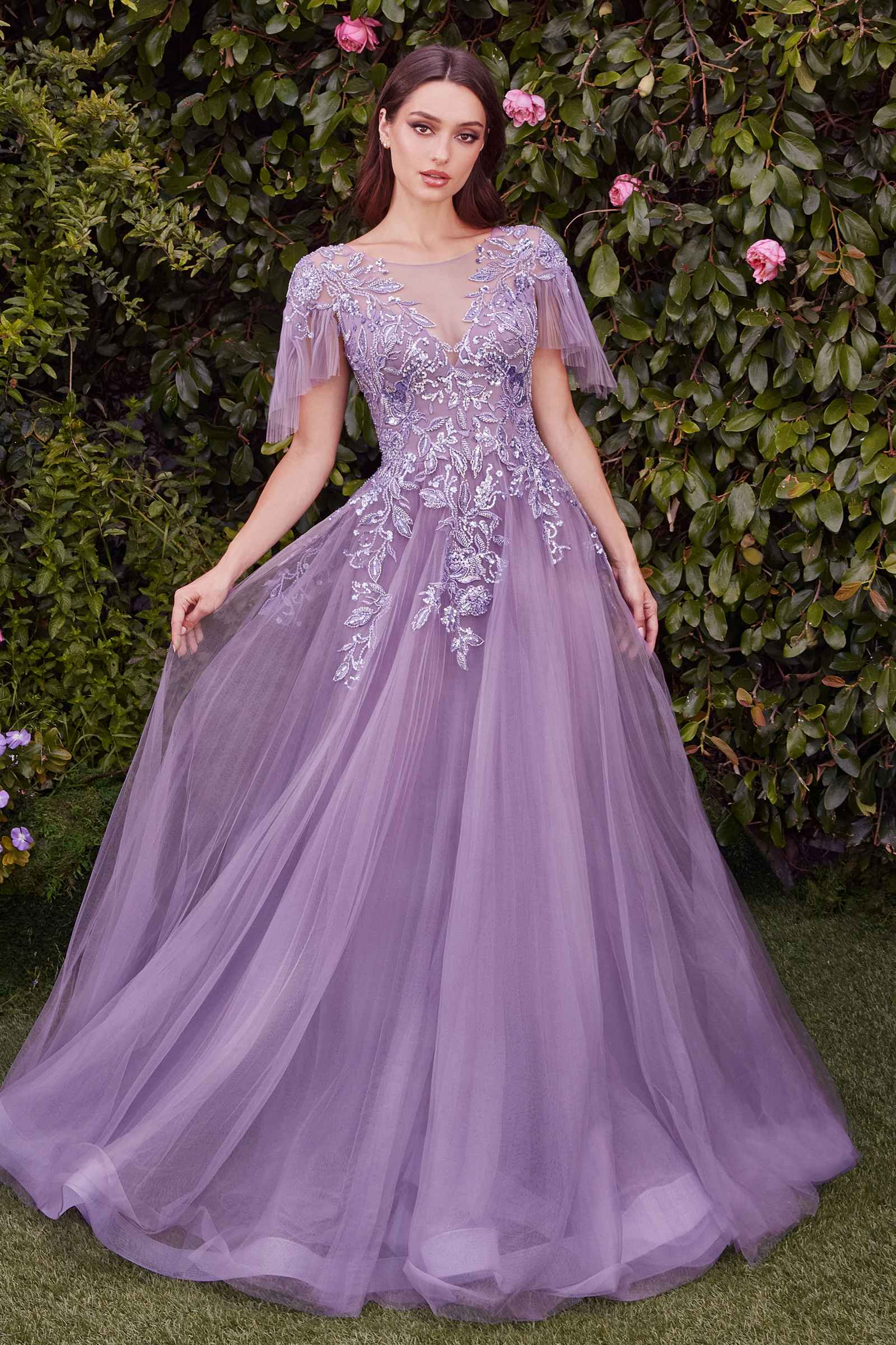 Andrea &amp; Leo A1351 Embellished Lace Layered Tulle Ball Gown