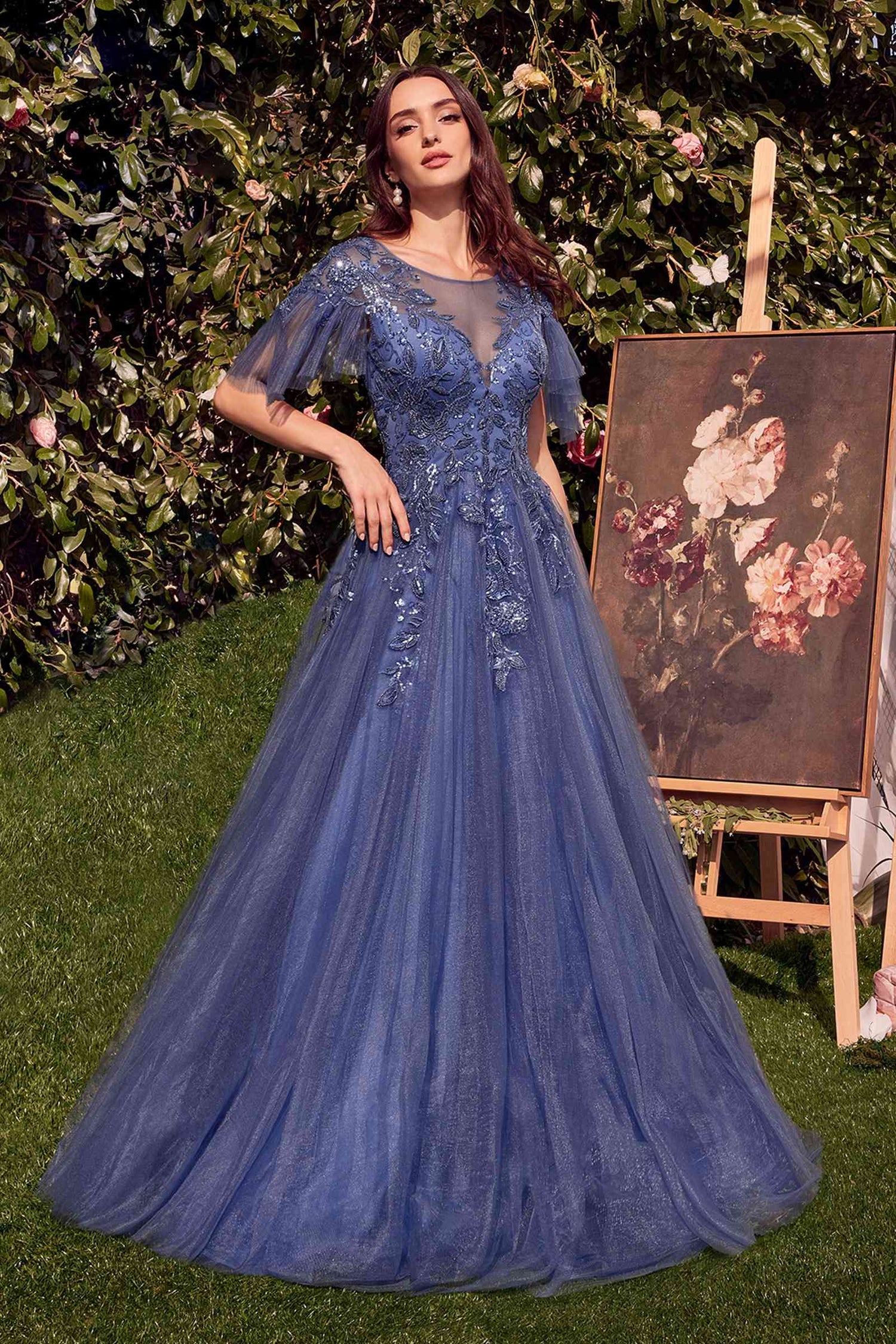 Andrea &amp; Leo A1351 Embellished Lace Layered Tulle Ball Gown