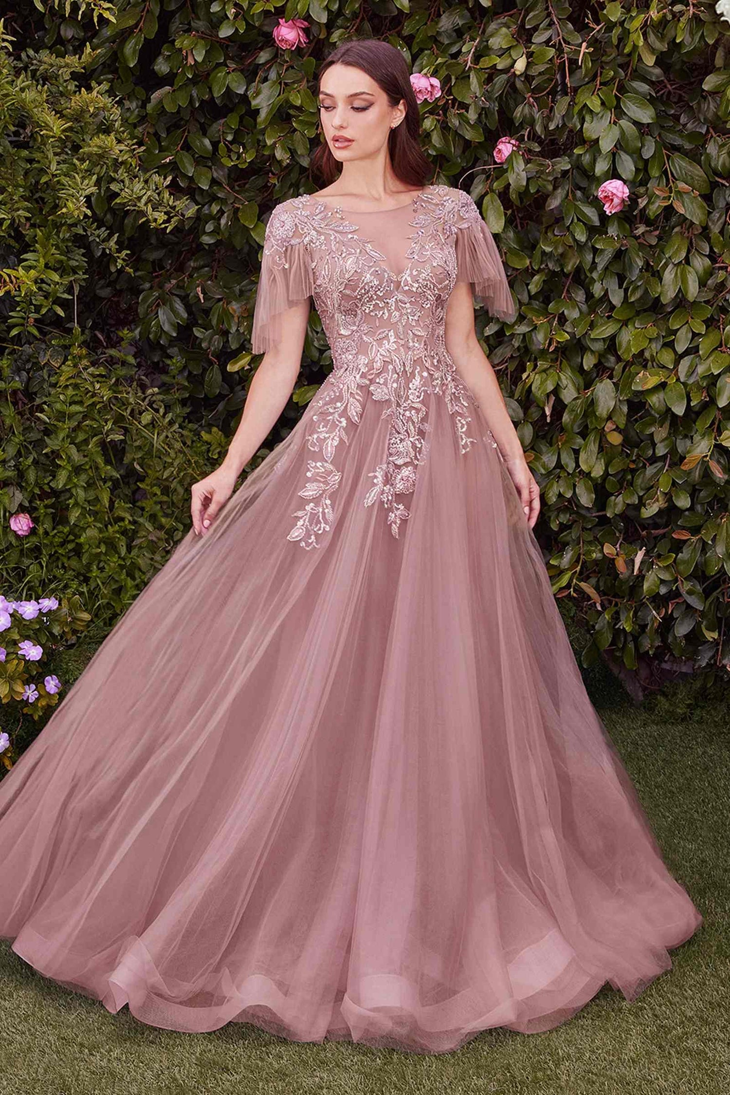 Andrea &amp; Leo A1351 Embellished Lace Layered Tulle Ball Gown