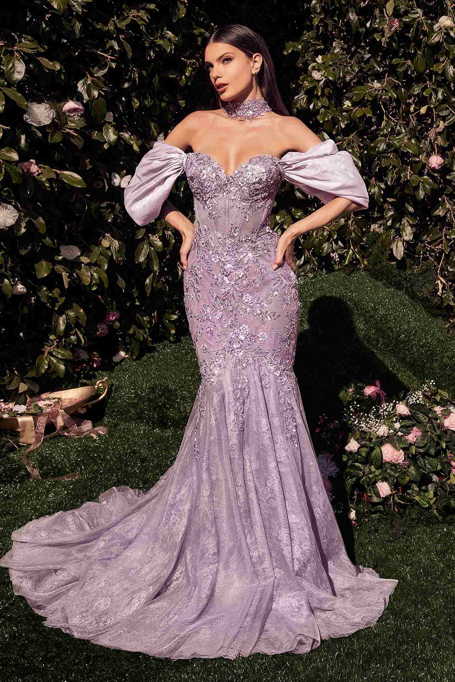 Andrea &amp; Leo A1354 Strapless Lace Mermaid Gown &amp; Removable Accessory